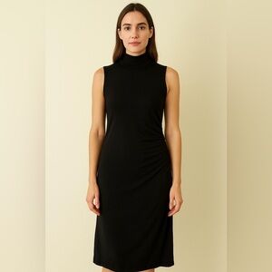 Black midi dress with ruched detail